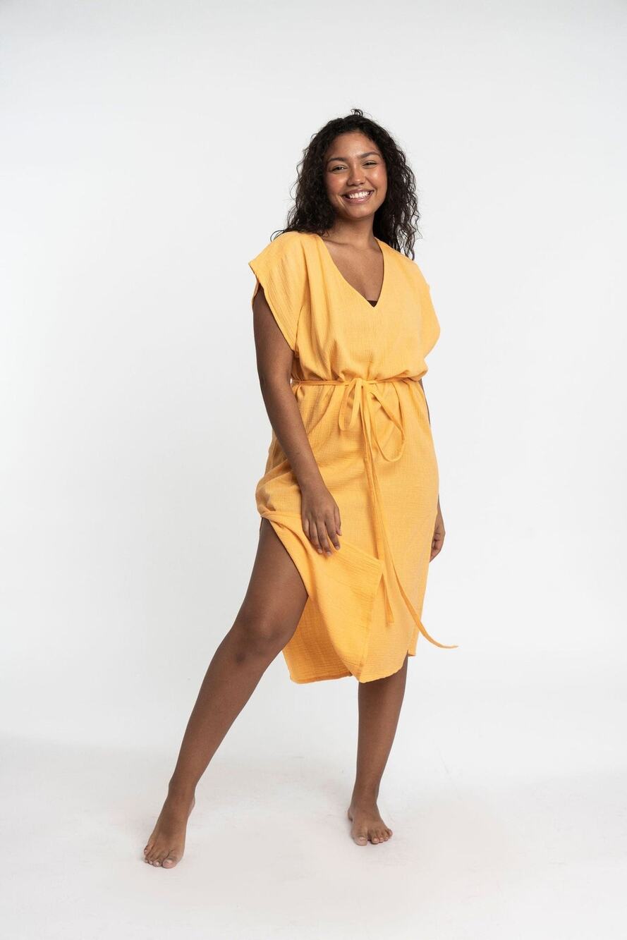 Gyal Bashy Double Gauze Organic Cotton Elisa Cover Up Dress yellow OS medium